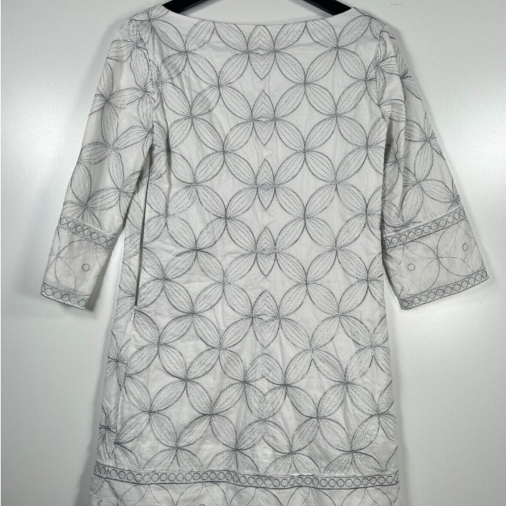 Lily Pulitzer Lyla 100% Cotton White Dress with Silver Embroidery